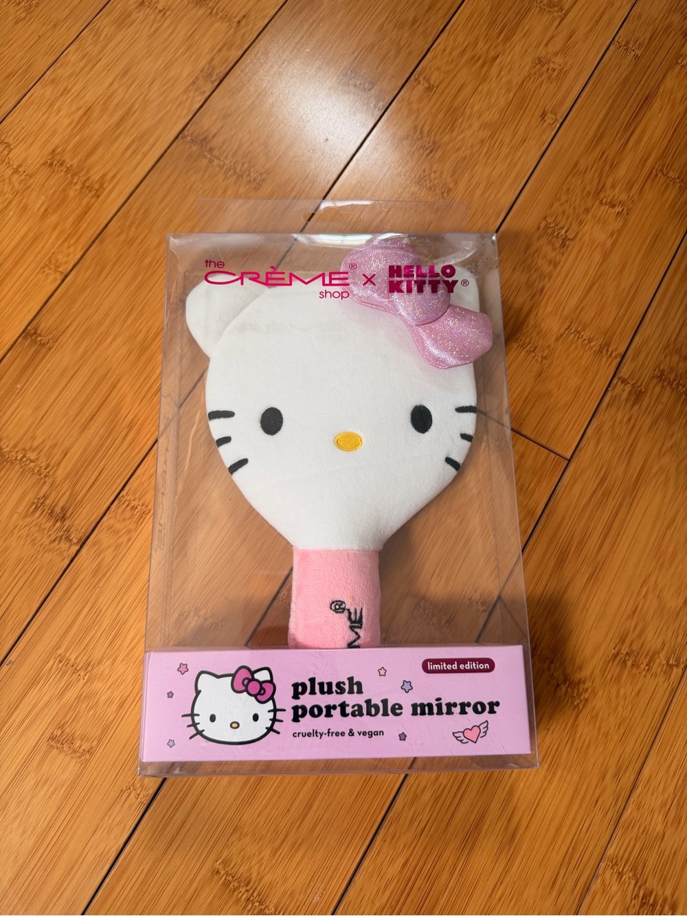 Hello Kitty Plush Portable Mirror in White & Pink